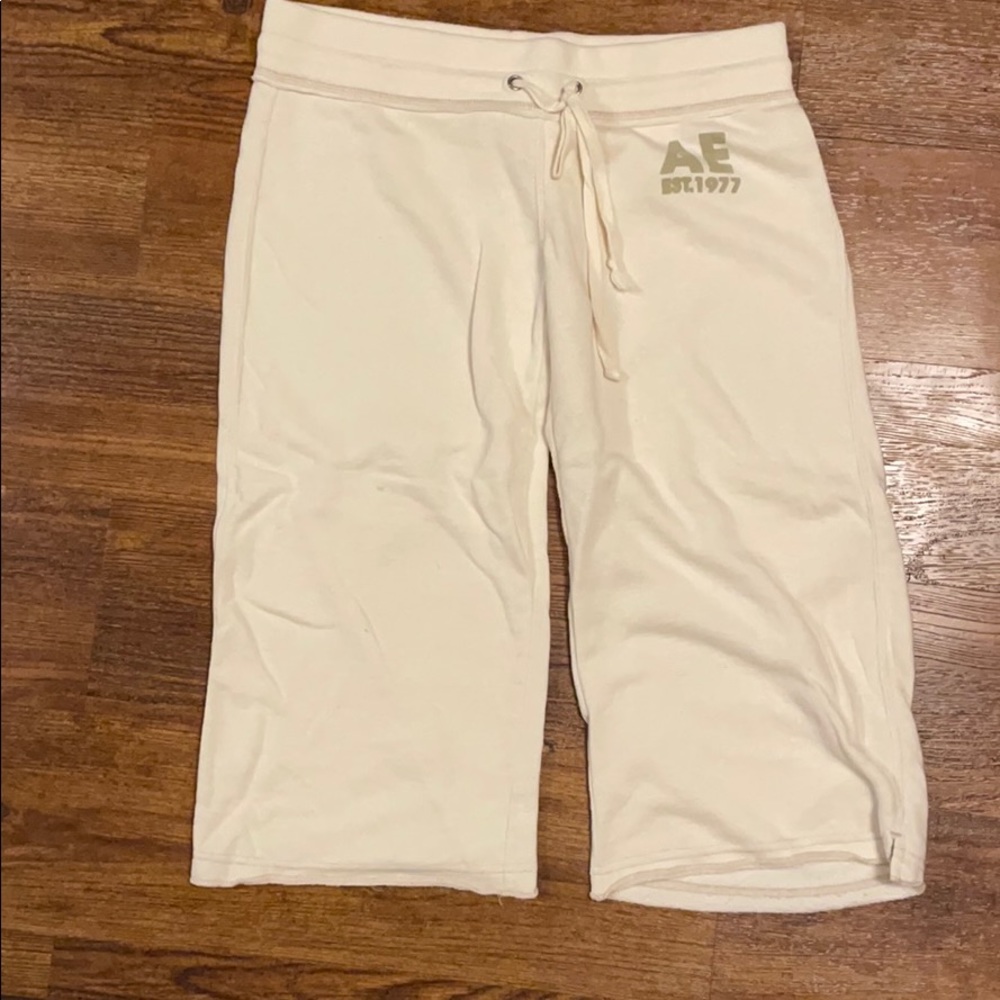 Cream sweatpants capris